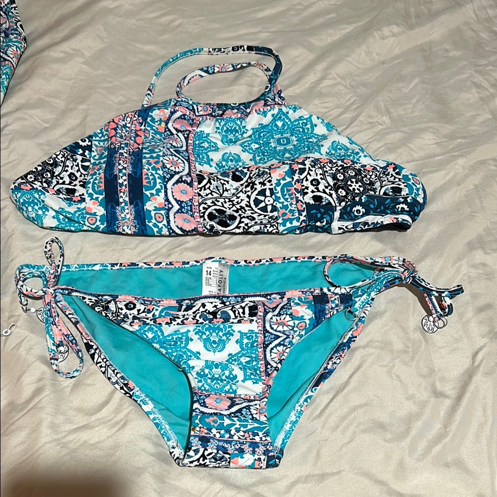 Seafolly Blue and Pink Bikini with Bandeau Top new no tags - never worn